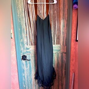 Vintage Black Slip with Spaghetti Straps